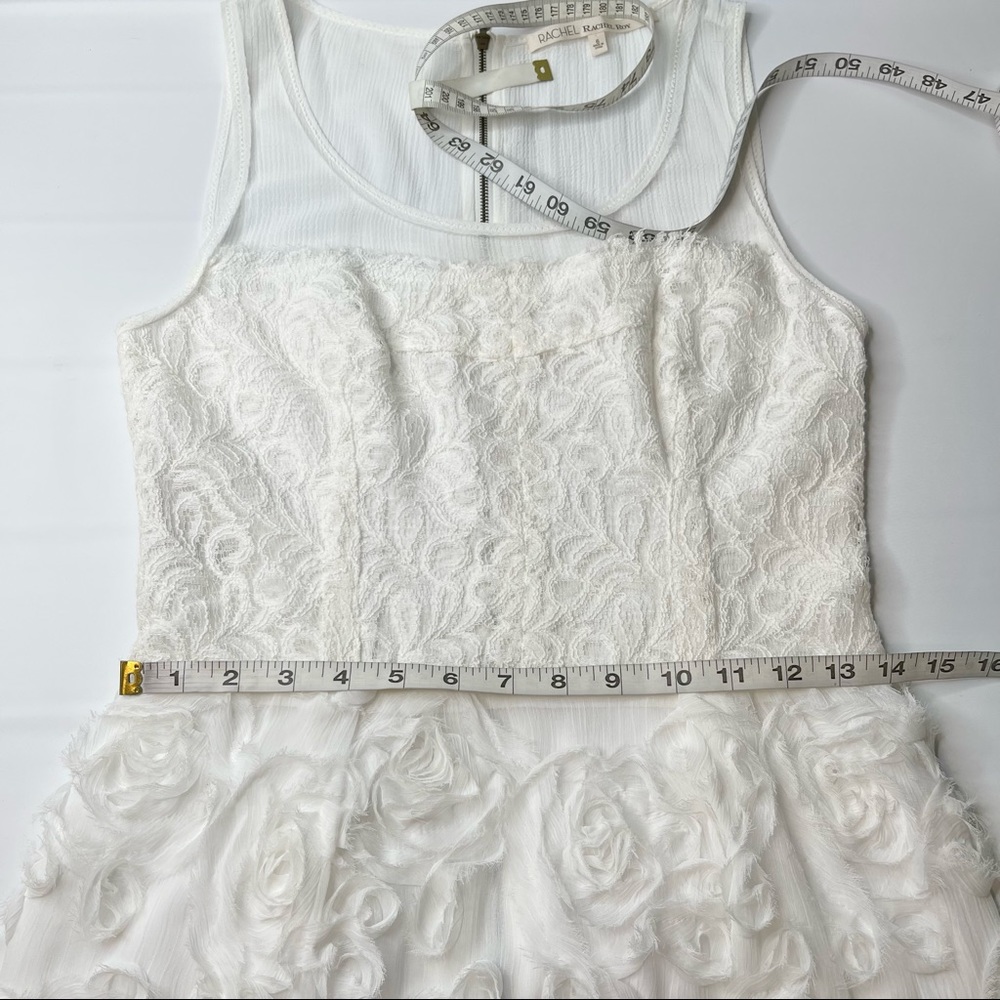 Rachel Roy Dress White Sheer Zipper Rosette, Size 6 - Picture 14 of 14